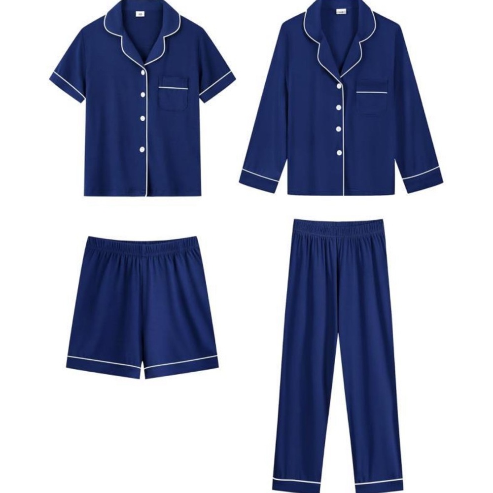 Unisex Kids 4Pcs Pajama Set Girls & Boys Soft Loungewear 10-11 Years(Navy) NWT